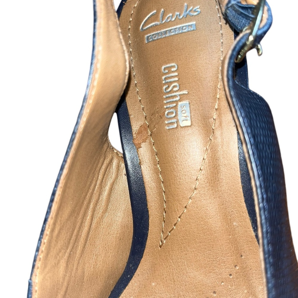 Clark’s Collection Navy Slingback Pumps Size 6.5 M - Picture 6 of 8